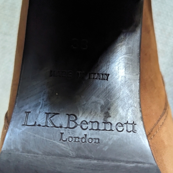 LK Bennett Aleena Booties Suede Leather Harness Ankle Brown Toffee Equestrian 38 - Picture 7 of 9